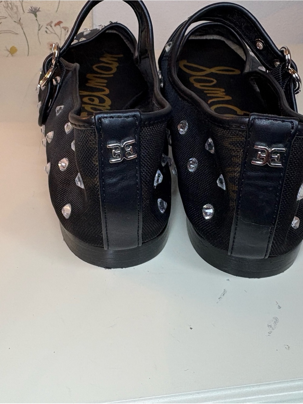 Sam Edelman Black Crystal Michaela Shine Mary Jane Flats | Size 8 1/2 - Picture 8 of 12